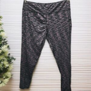 Beverly Hills Polo Club Leggings Womens 2X Black Pink Cropped Activewear Casual